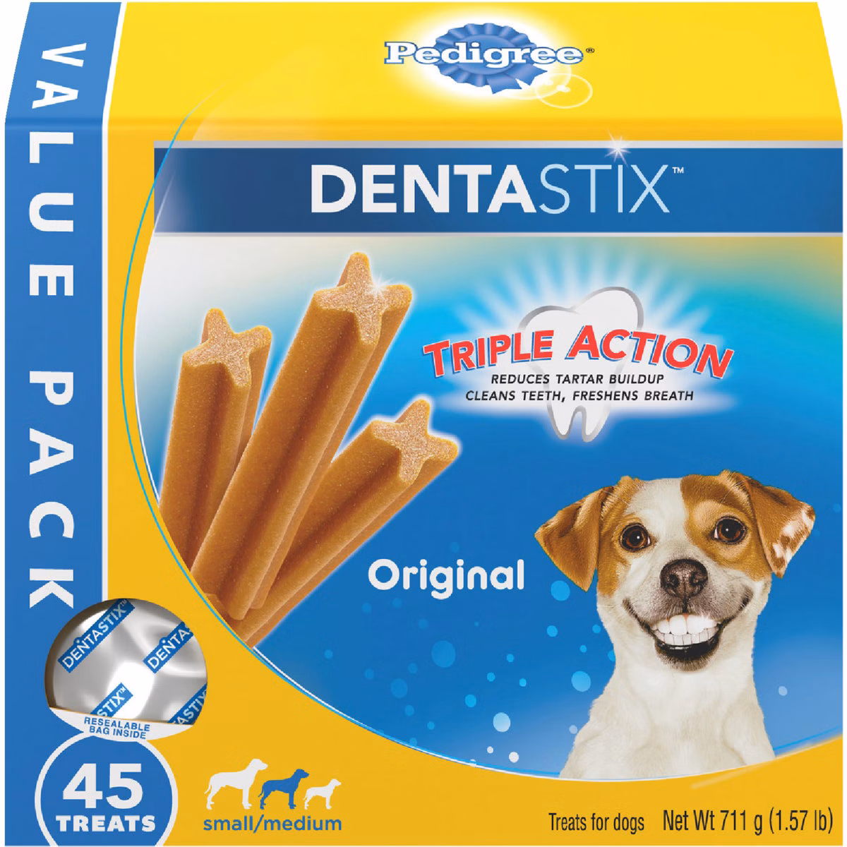Pedigree Dentastix Small/Medium Dog Original Flavor Dental Dog Treat (45-Pack)