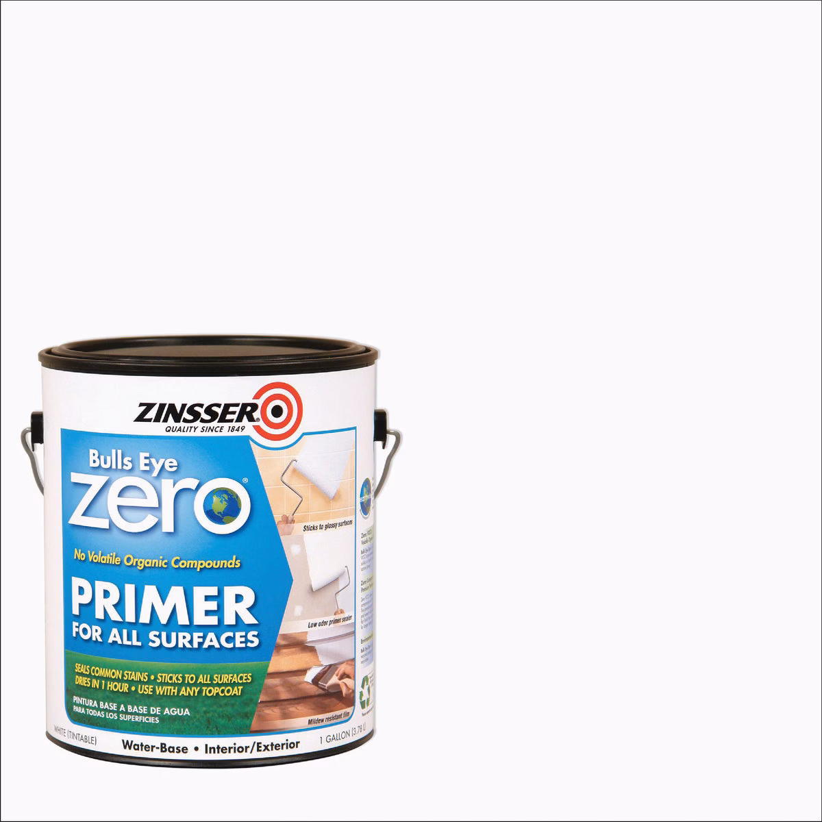 Zinsser Bulls Eye Zero VOC Interior/Exterior Primer, White, 1 Gal.