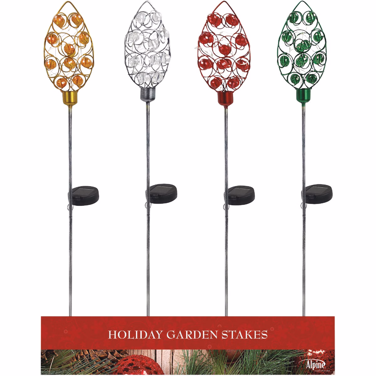 Alpine 33 In. LED Solar Christmas Bulb Holiday Garden Stake
