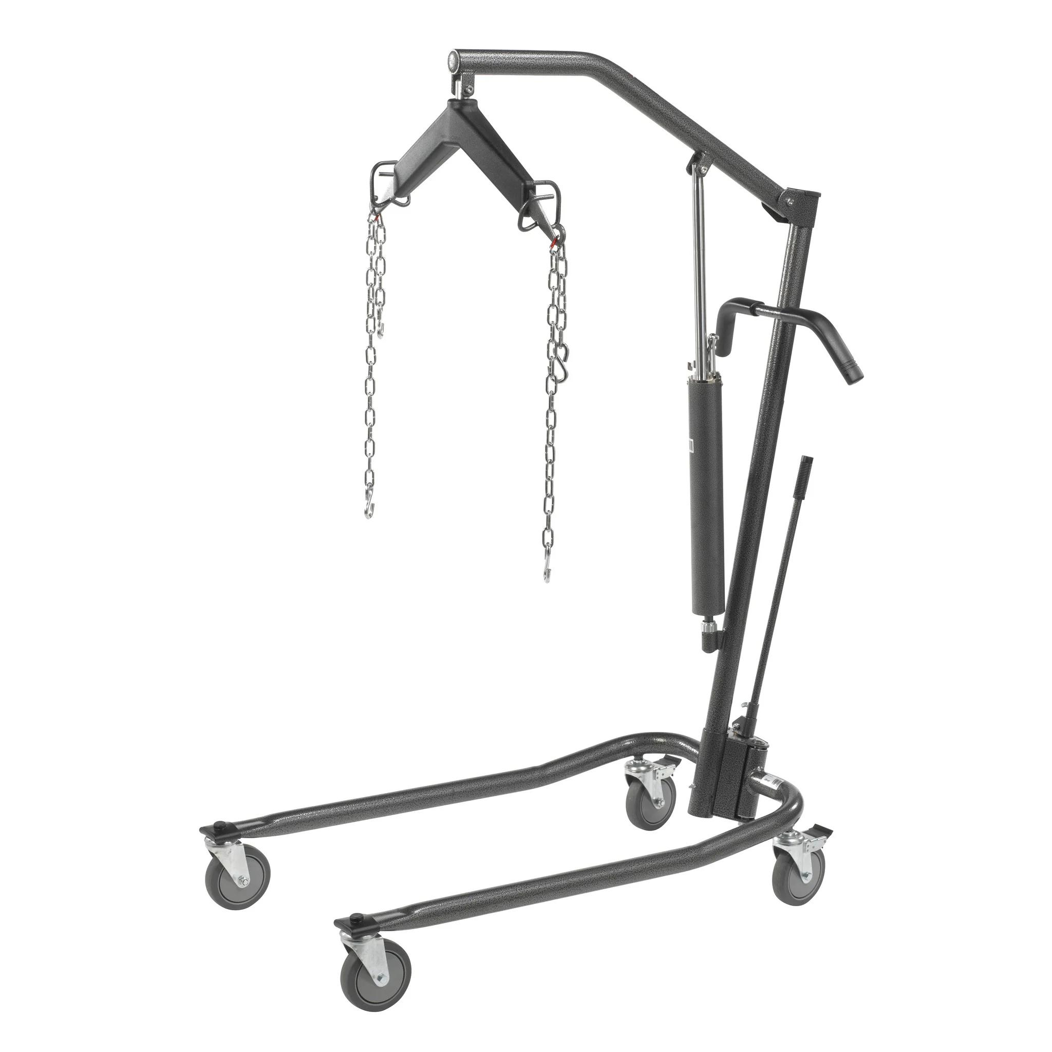 Hydraulic Patient Lift with Six Point Cradle, 5″ Casters, Silver Vein