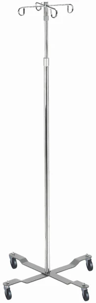 Economy Removable Top I. V. Pole, 2 Hook Top, Silver Vein