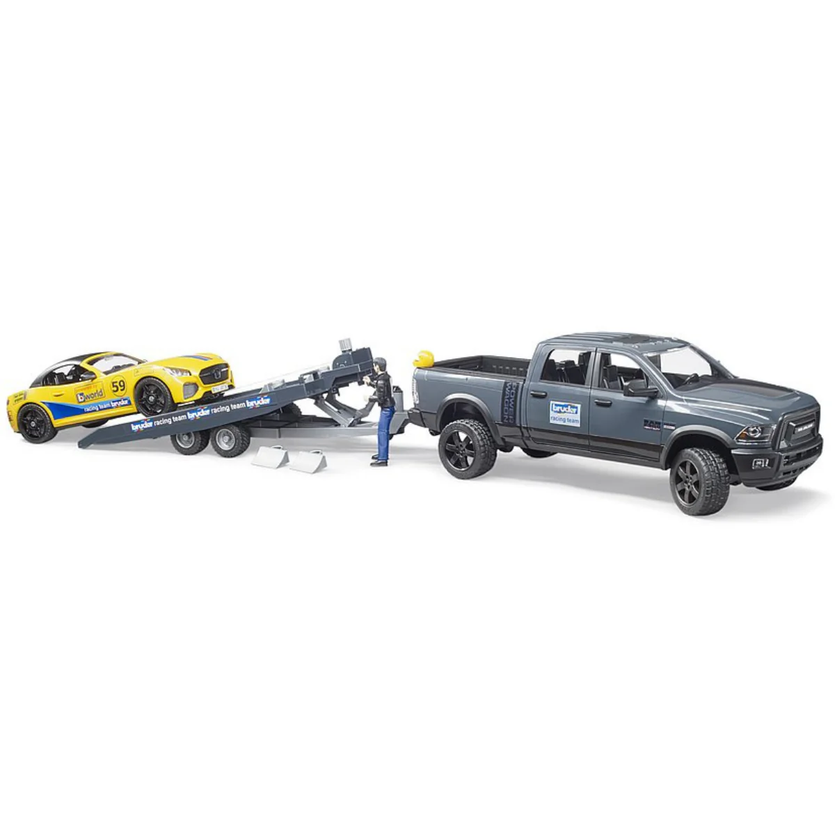 BRUDER 02504 RAM 2500 Power Wagon w BRUDER Roadster Racing Team