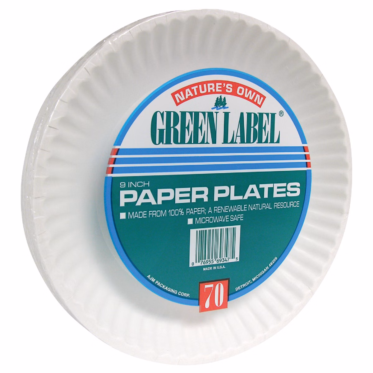 AJM Nature's Own Green Label 9 In. Paper Plates (70-Count)