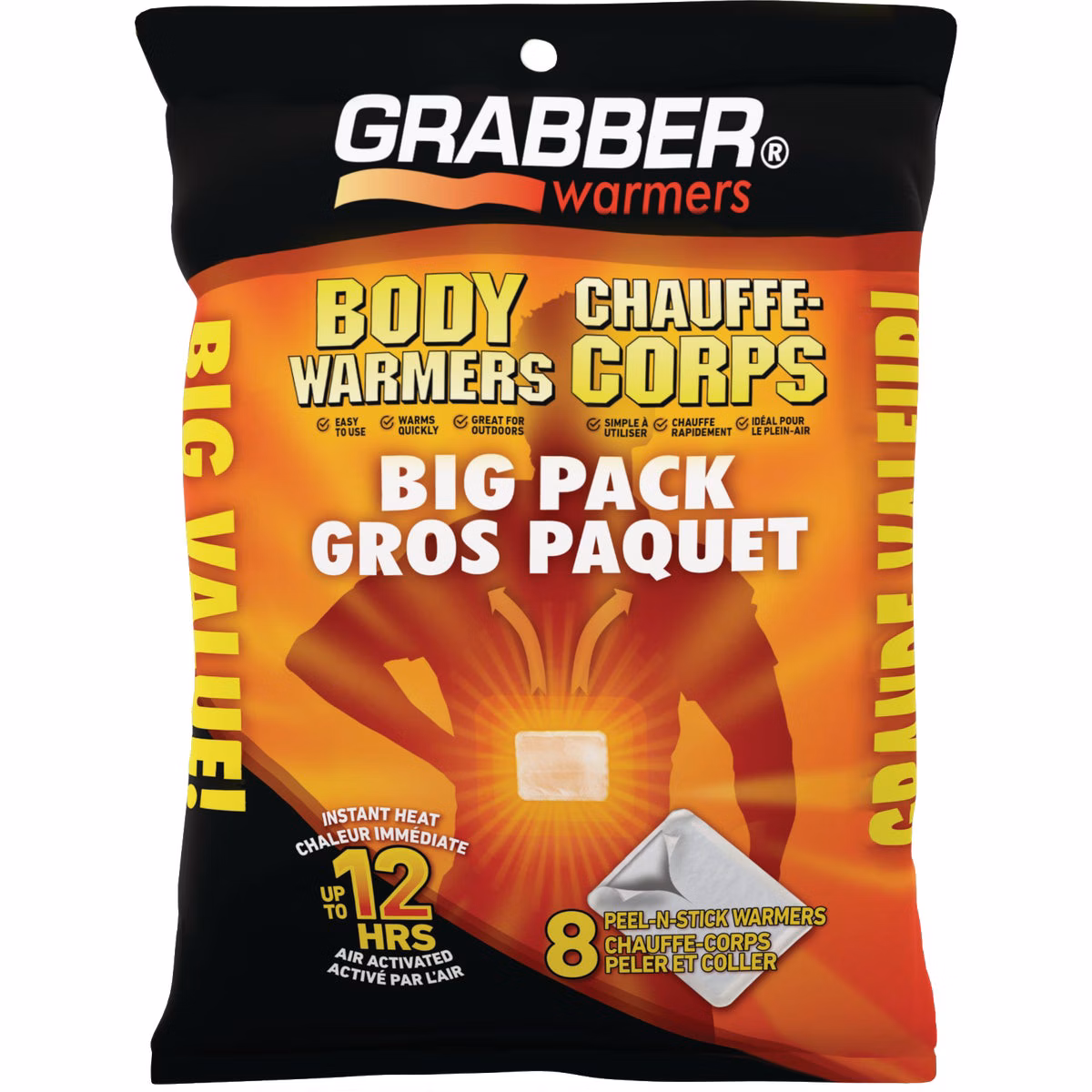 Grabber Disposable Adhesive Body Warmer (8-Pack)