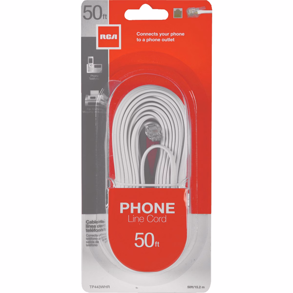 RCA 50 Ft. White Phone Cord