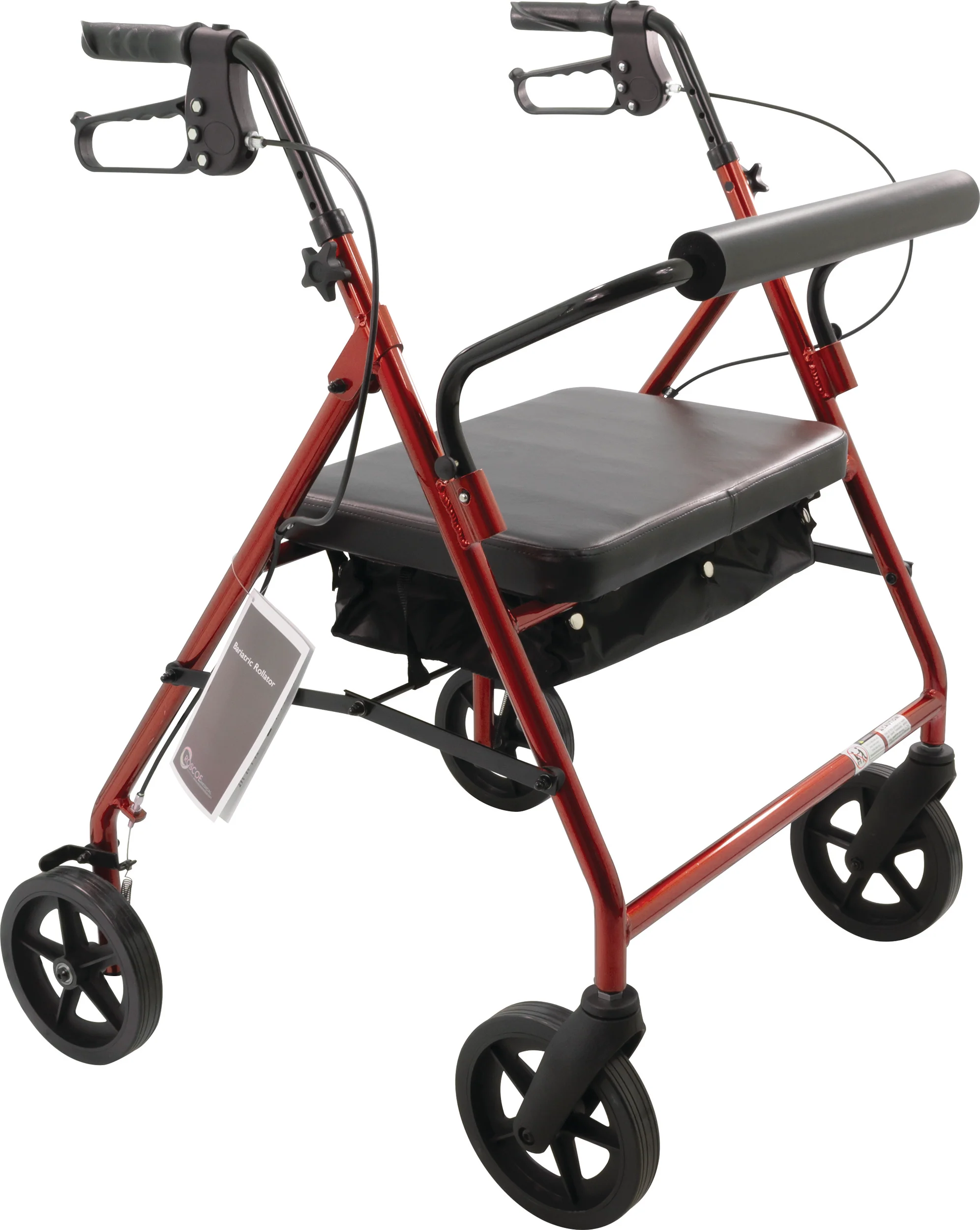 Bariatric Rollator with 8″ wheels, Burgundy (1EA)