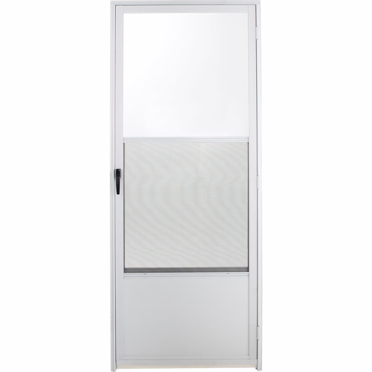 Croft Imperial Style 32 In. W x 80 In. H x 1 In. Thick Left Hinge White Self-Storing Aluminum Storm Door