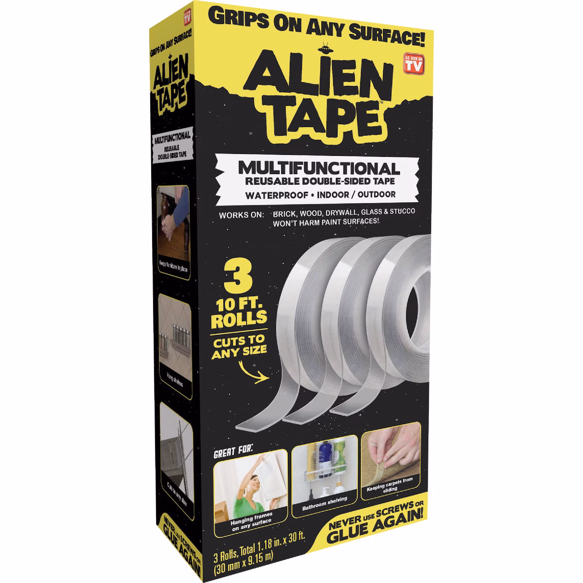 Alien Tape Reusable Double-Sided Transparent Tape (3-Roll)