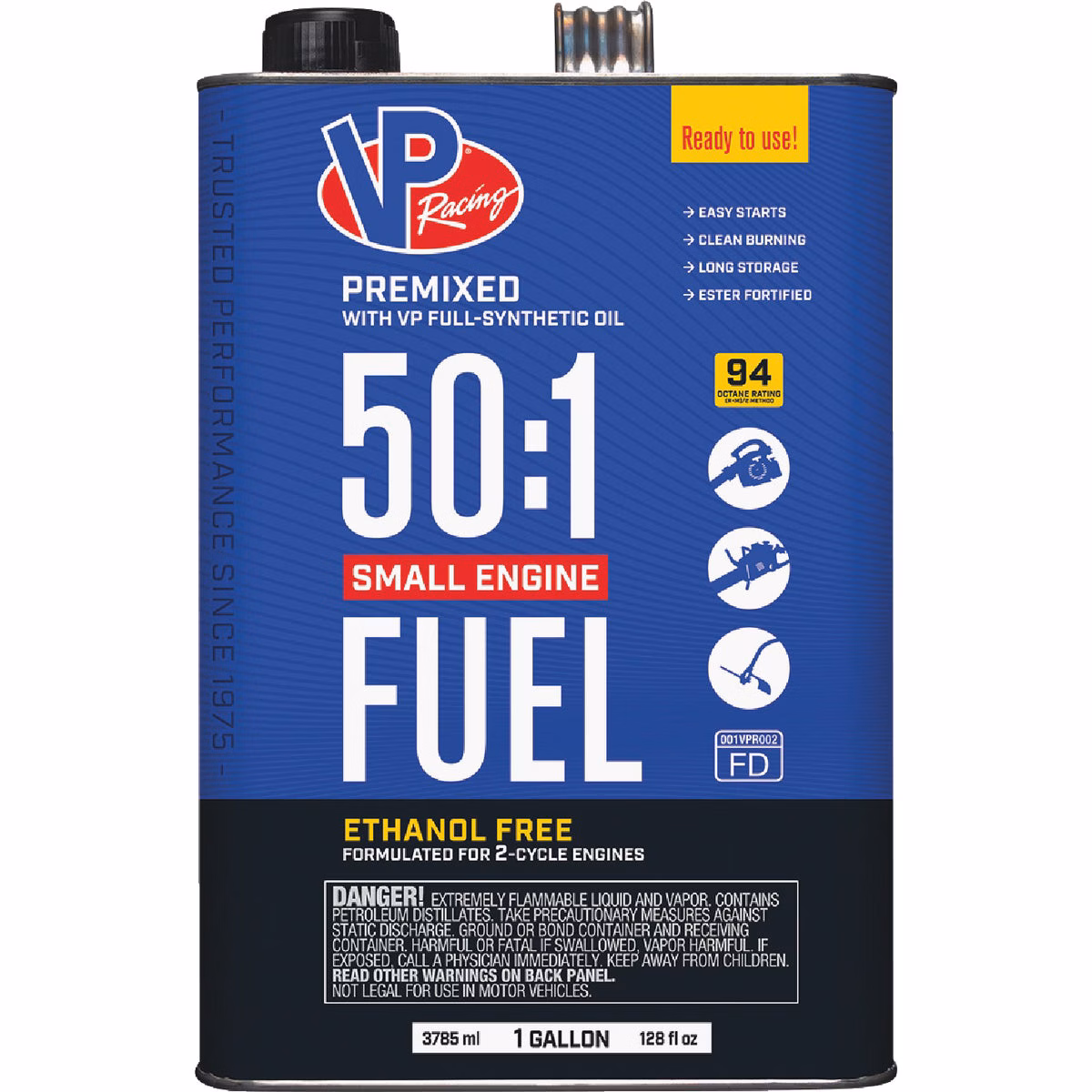 VP Racing Fuels 1 Gal. 50:1 Ethanol-Free Gas & Oil Pre-Mix