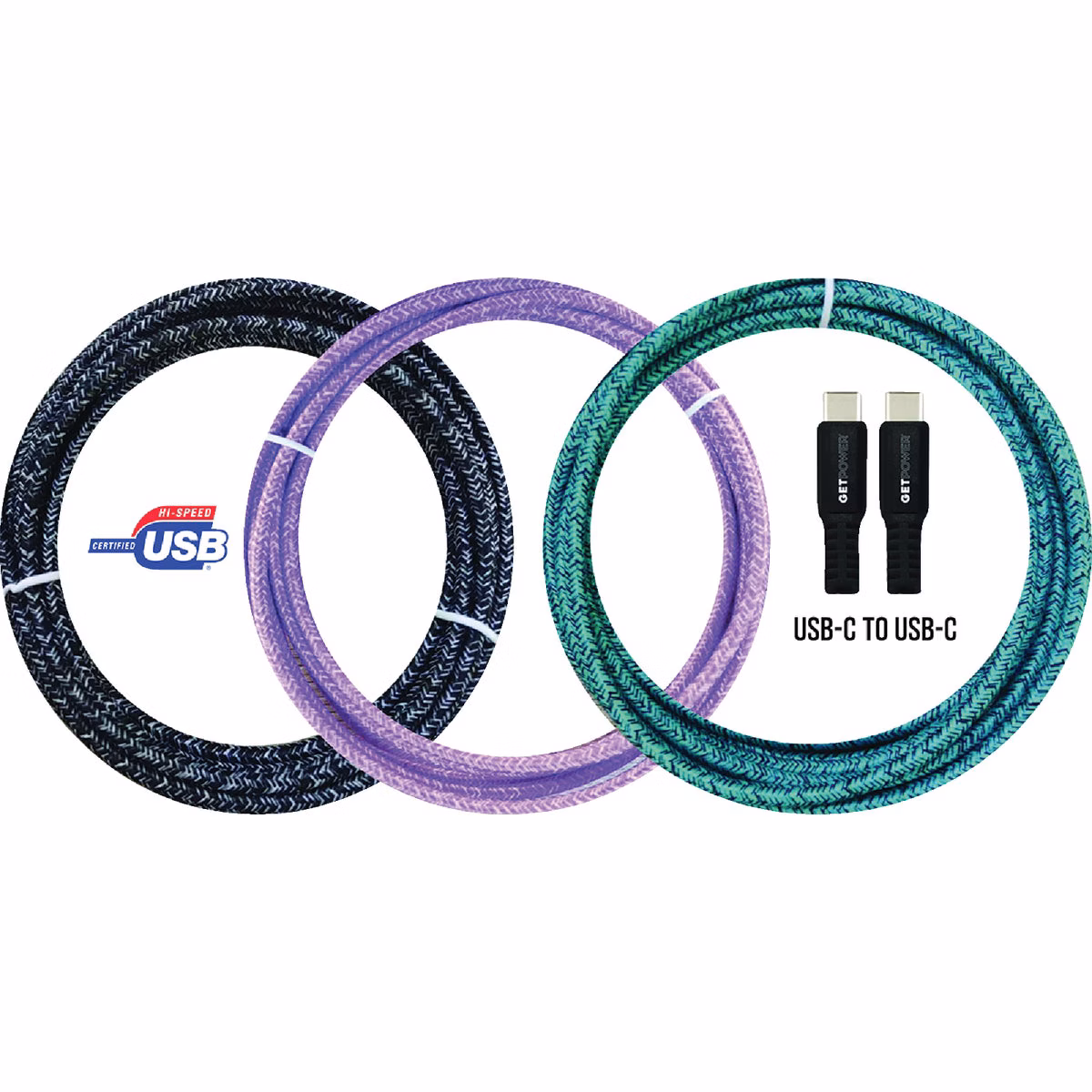 GetPower 10 Ft. USB-C to USB-C Braided Power Delivery Cable