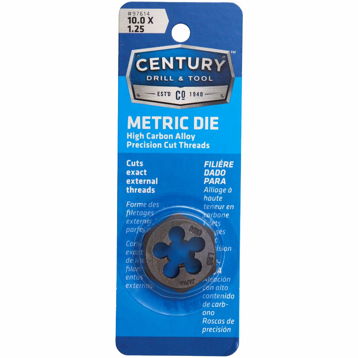Century Drill & Tool 10.0×1.25 NPT 1 In. Across Flats Hexagon Pipe Die