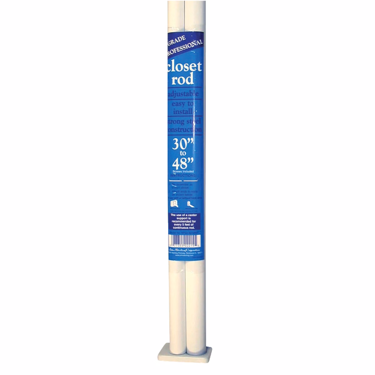 John Sterling Closet-Pro 30 In. to 48 In. x 1 In. Adjustable Closet Rod, White