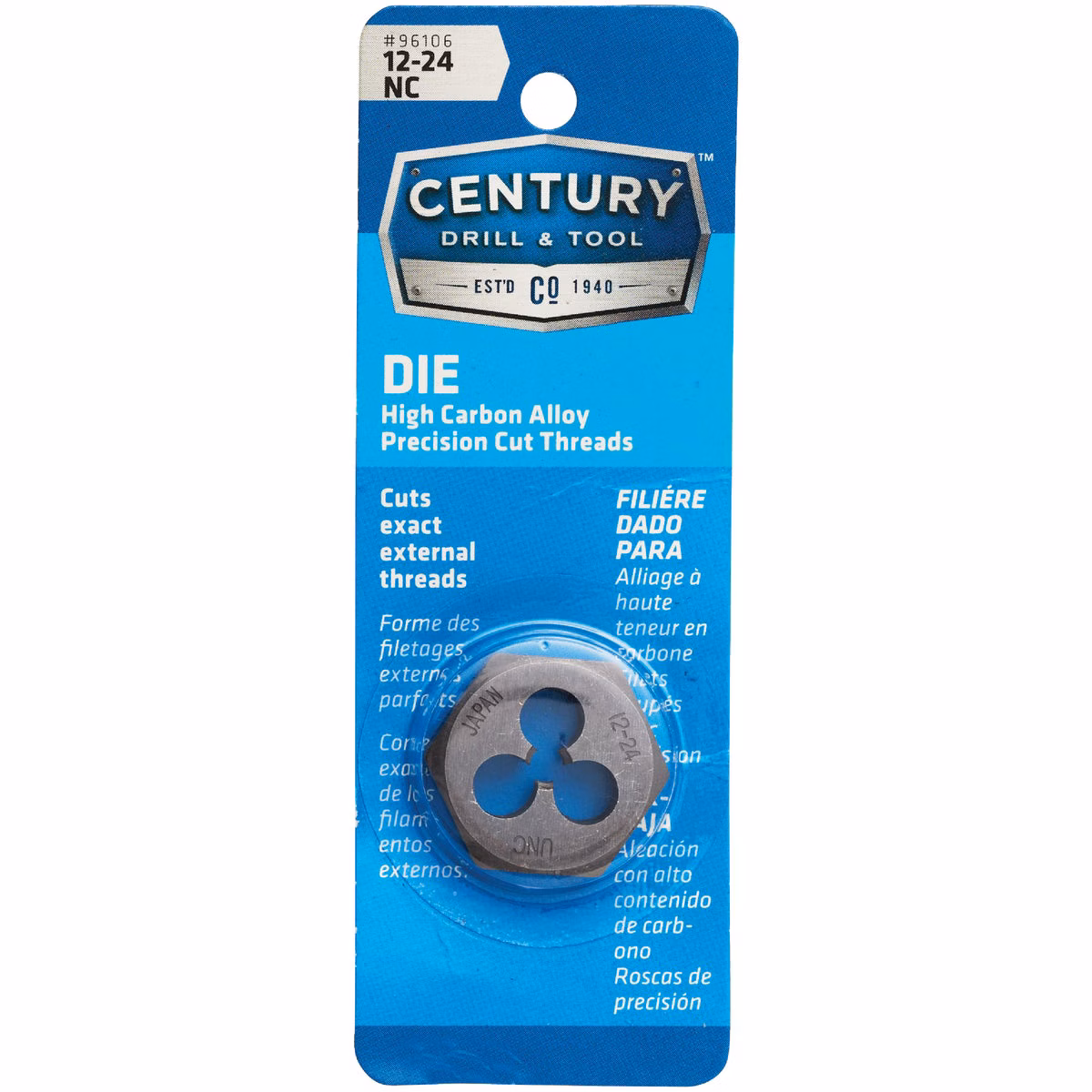 Century Drill & Tool 12-24 National Coarse 1 In. Across Flats Fractional Hexagon Die