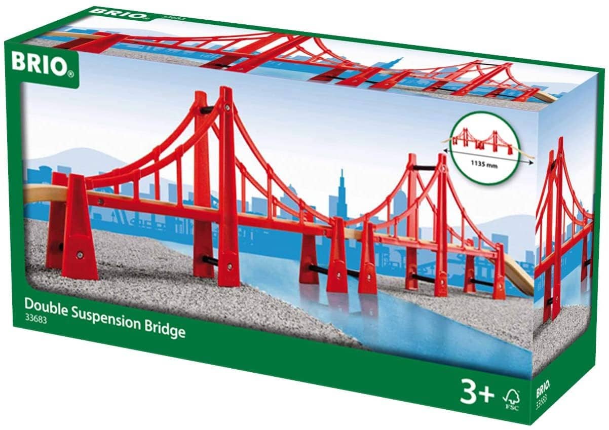 Brio World – 33683 Double Suspension Bridge | 5 Piece Toy Train Accessory For Kids Age 3 And Up