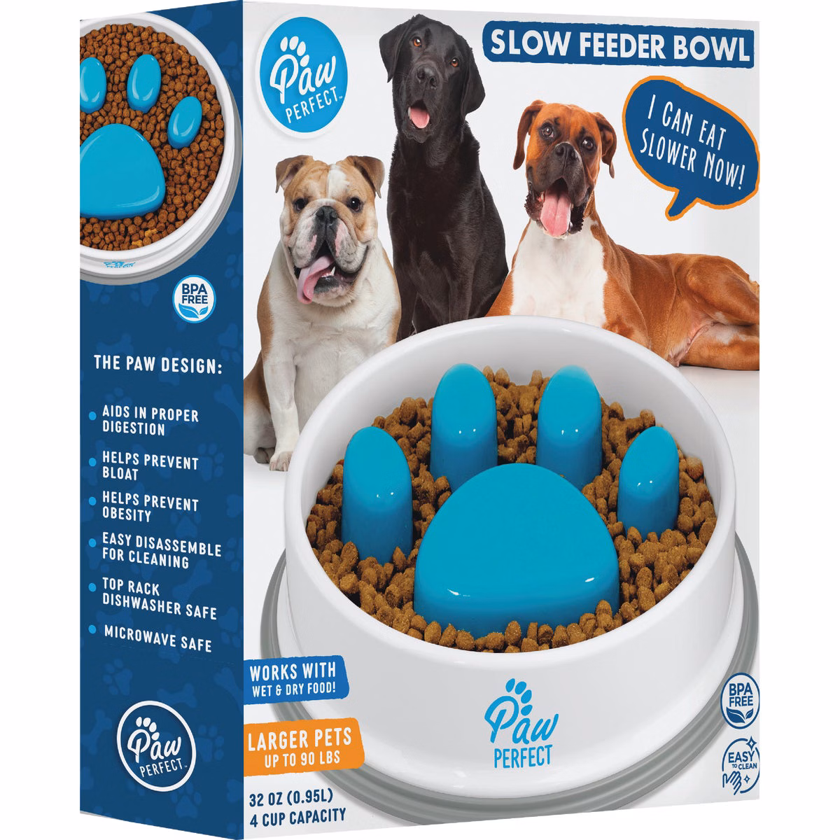 Bell+Howell Paw Perfect Large 32 Oz. Slow Feeder Pet Bowl