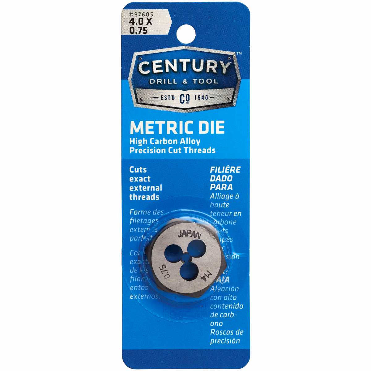 Century Drill & Tool 4.0×0.75 NPT 1 In. Across Flats Hexagon Pipe Die