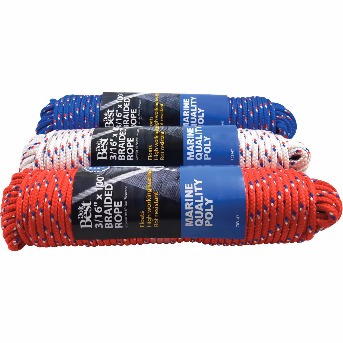 Do it Best 3/16 In. x 100 Ft. Assorted Colors Diamond Braided Polypropylene Packaged Rope