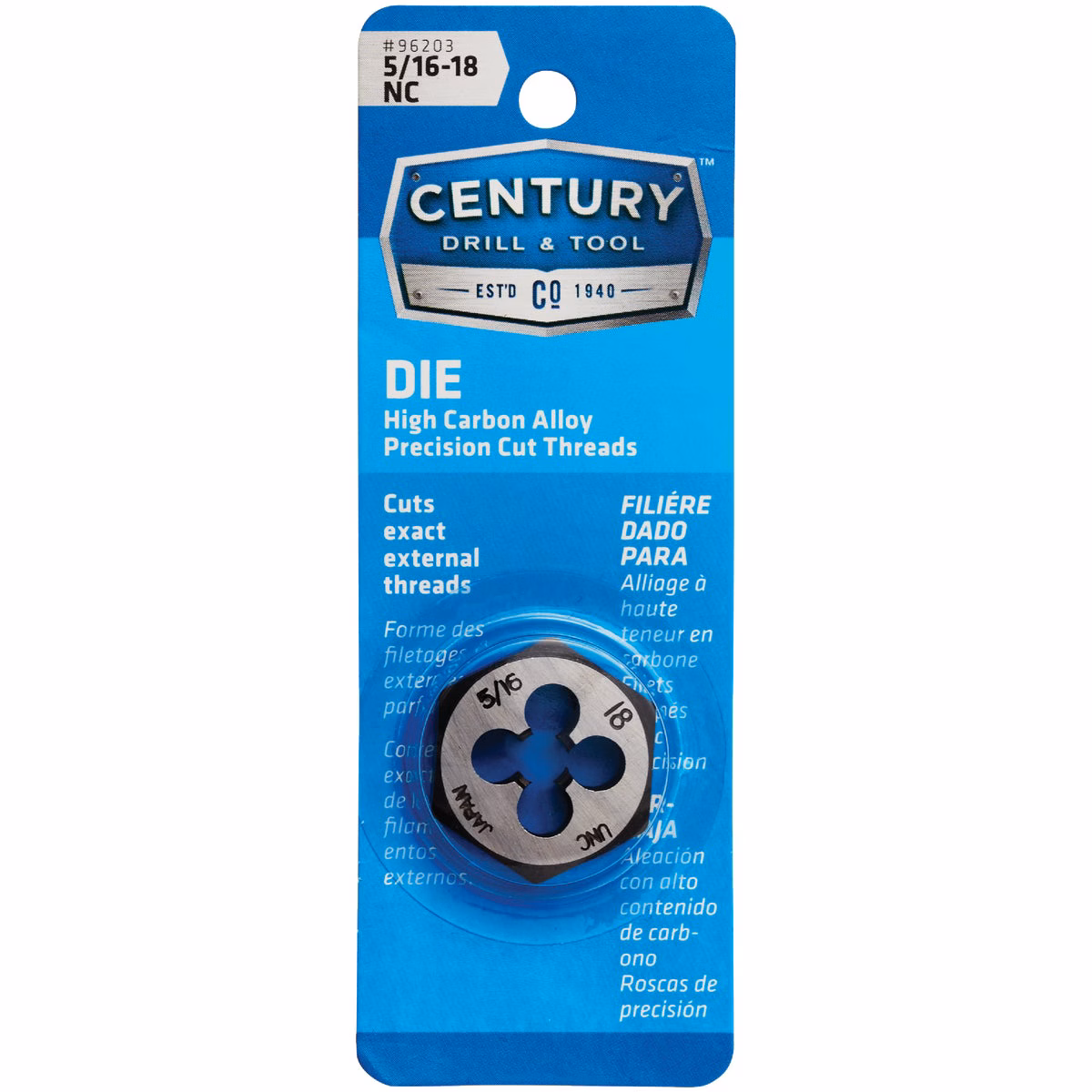 Century Drill & Tool 5/16-18 National Coarse 1 In. Across Flats Fractional Hexagon Die