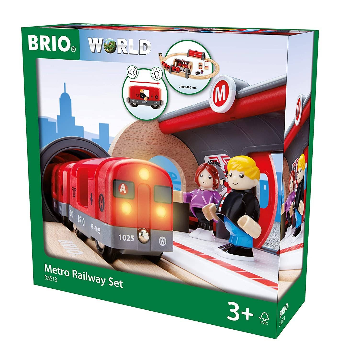 Brio 33513 Metro Railway Set | 20 Piece Train Toy With Accessories And Wooden Tracks For Kids Age 3 And Up