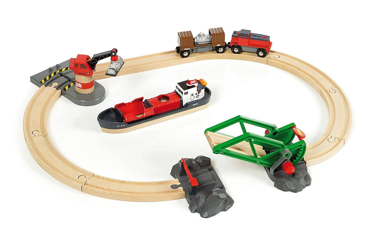Brio World – 33061 Cargo Harbor Set | 16 Piece Toy Train With Accessories And Wooden Tracks For Kids Ages 3 And Up