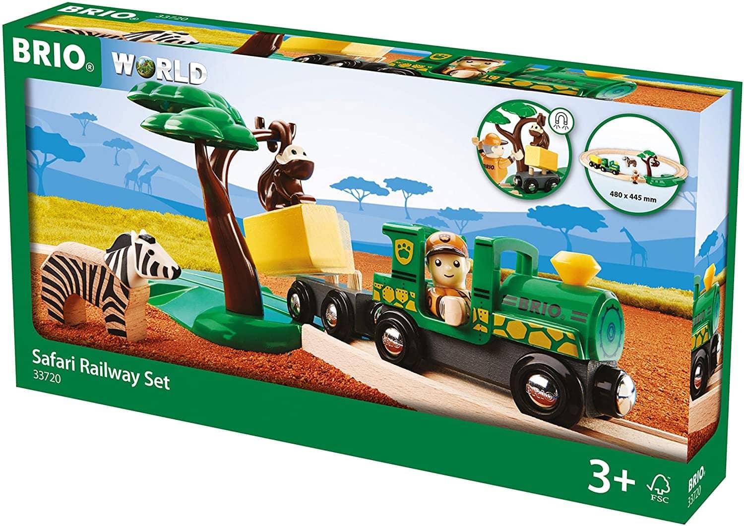 Brio World – 33720 Safari Railway Set | 17 Piece Train Toy With Accessories And Wooden Tracks For Kids Ages 3 And Up