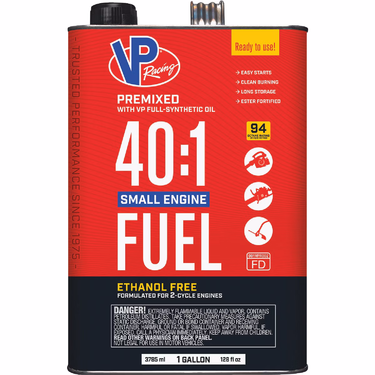 VP Racing Fuels 1 Gal. 40:1 Ethanol-Free Gas & Oil Pre-Mix