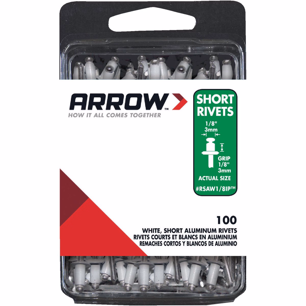 Arrow 1/8 In. x 1/8 In. White Aluminum Rivet (100-Count)