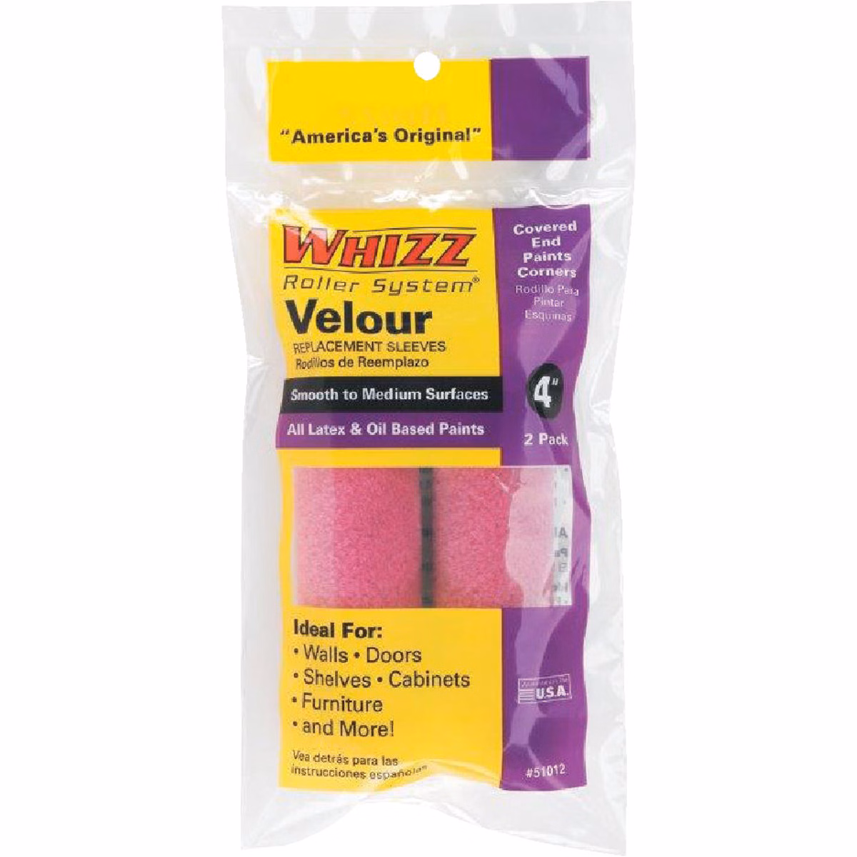 Whizz Purple Velour 4 In. x 3/16 In. Specialty Roller Cover (2-Pack)
