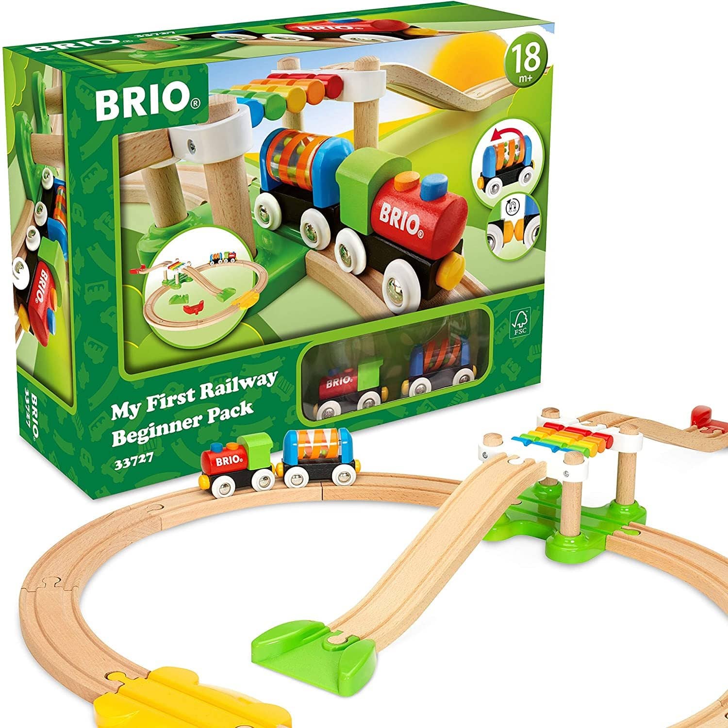 Brio My First Railway – 33727 Beginner Pack | Wooden Toy Train Set For Kids Age 18 Months And Up