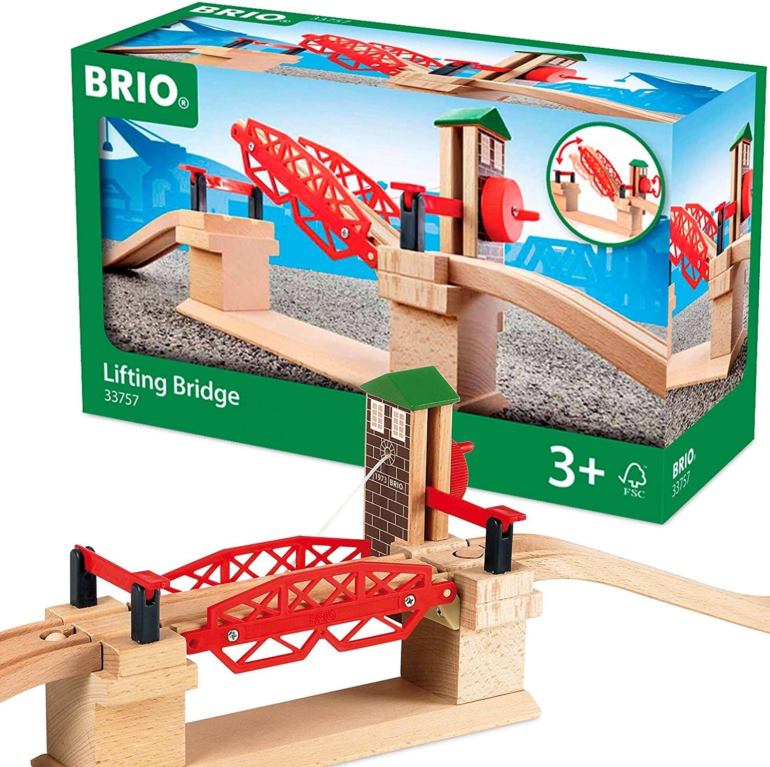 Brio 33757 Lifting Bridge | Toy Train Accessory With Wooden Track For Kids Age 3 And Up