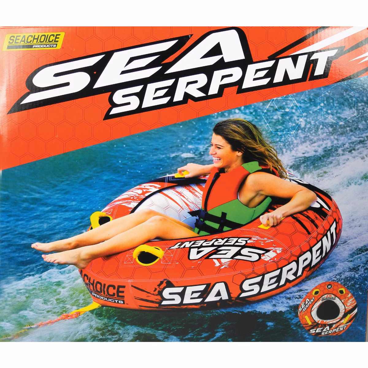 Seachoice Sea Serpent 50 In. x 48 In. Open Top Towable Tube, 1 Rider (170 Lb.)