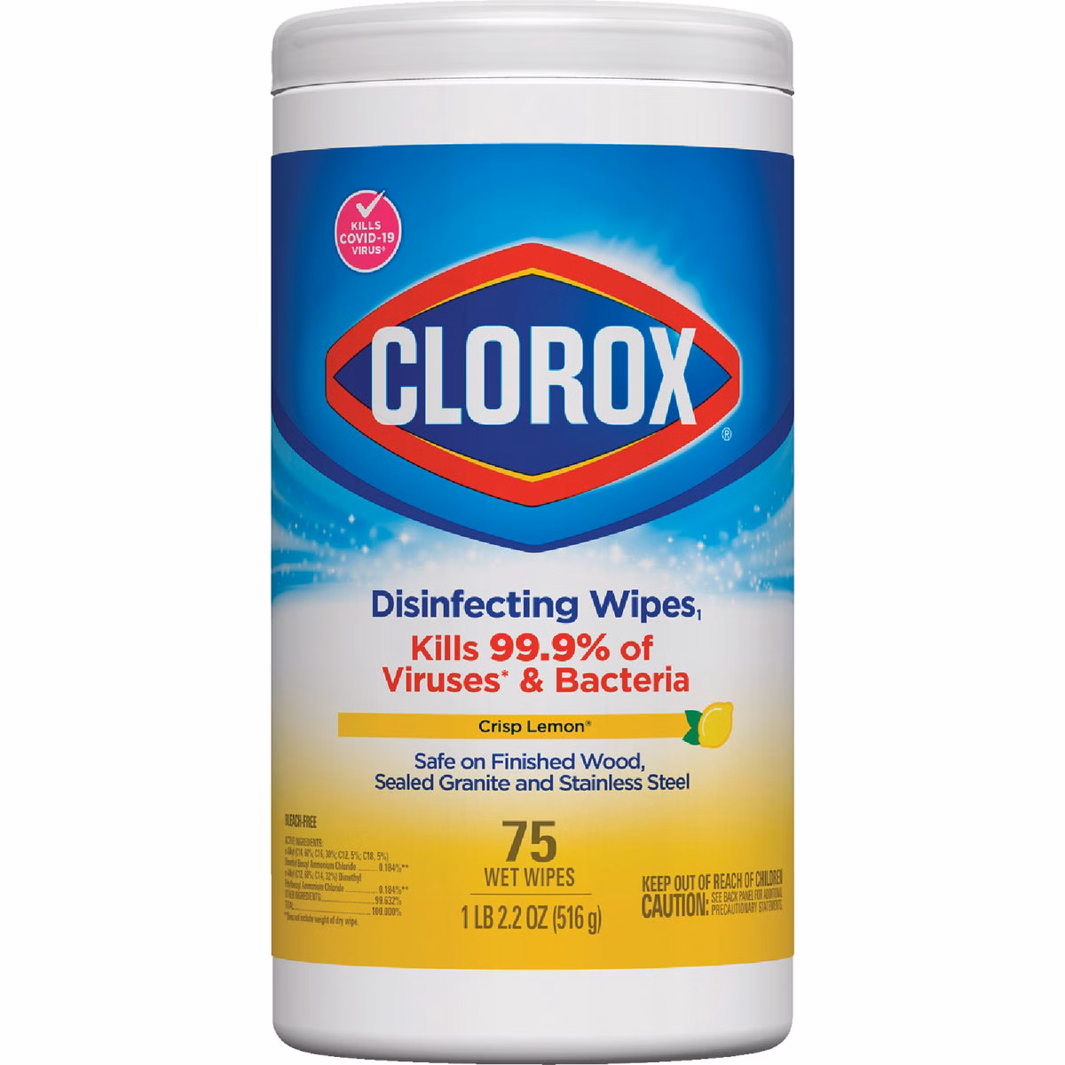 Clorox Crisp Lemon Disinfecting Cleaning Wipes Tub (75-Count)