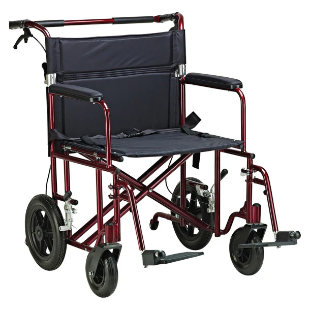 Drive Medical 22″ Bariatric Aluminum Transport Chair, Red
