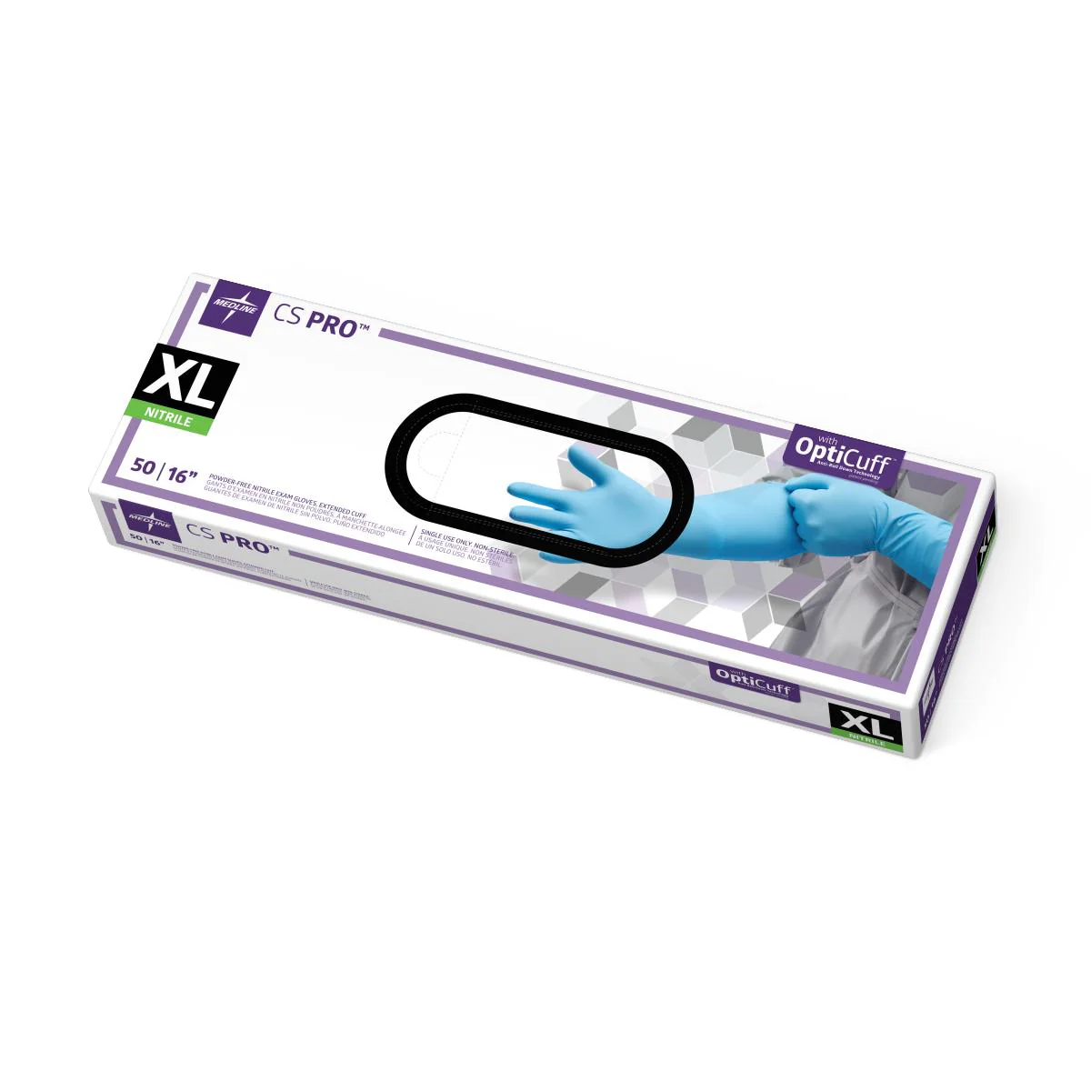 CS Pro 16″ Cuff Nitrile Exam Gloves, X-Large (box of 50)