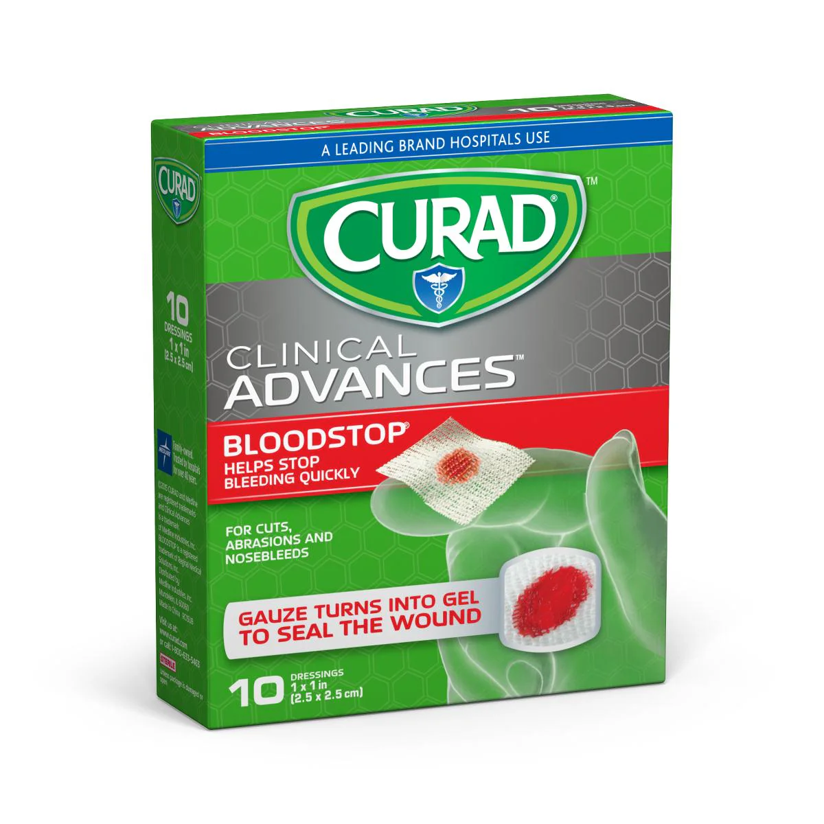 CURAD Bloodstop Hemostatic Gauze, 1″ x 1″ (1 box)