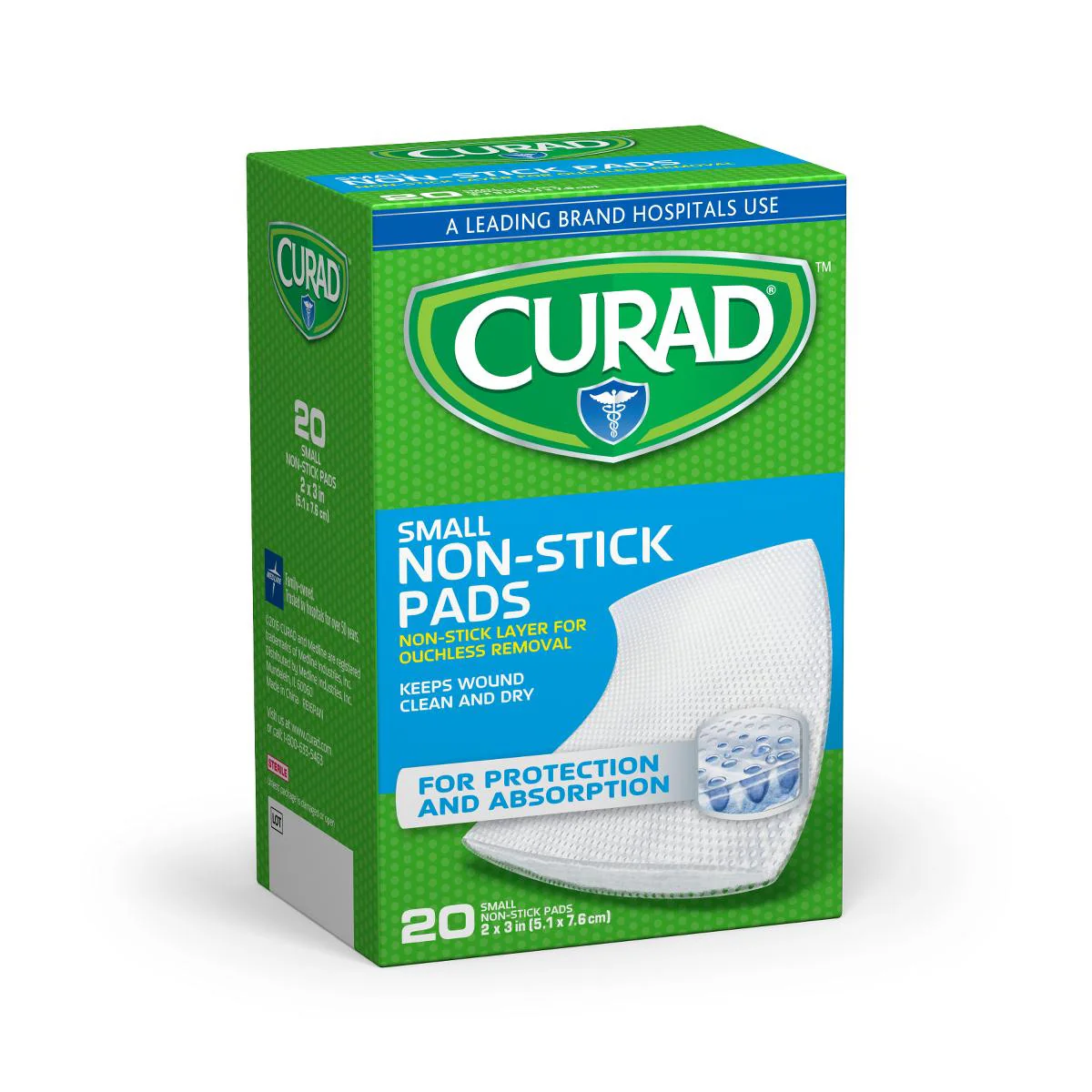 CURAD Sterile Nonstick Pad, 2″ x 3″ (case of 12)