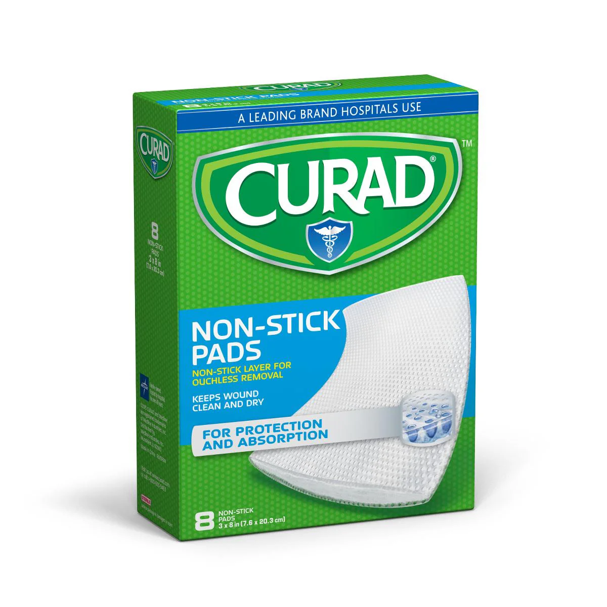 CURAD Sterile Nonstick Pad, 8″ x 3″ (case of 12)