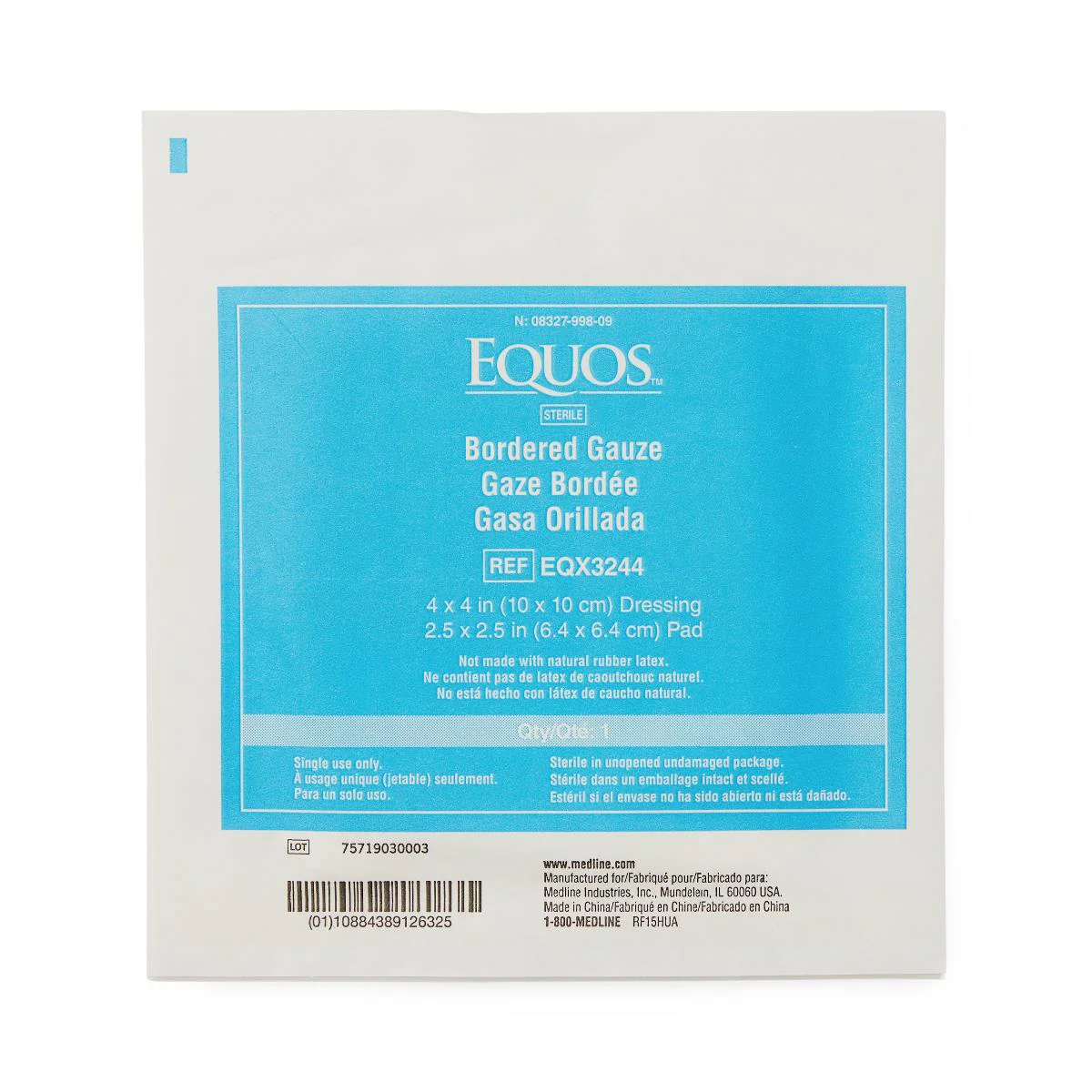 Equos Sterile Bordered Gauze, Bulk, 4″ x 4″ (1EA)