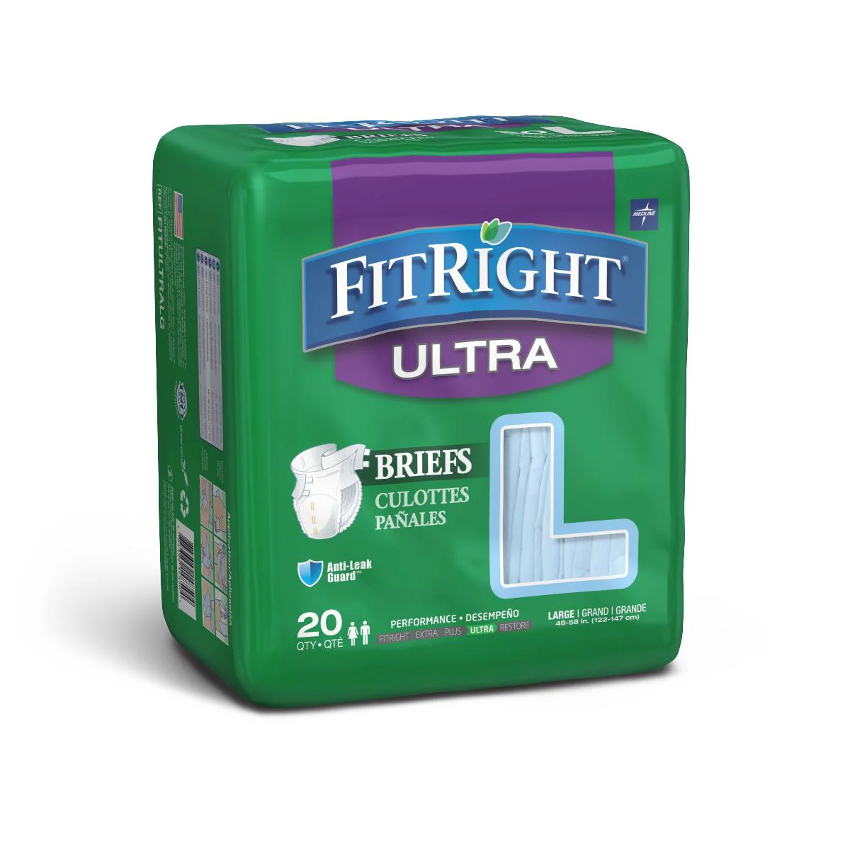 FitRight Ultra Adult Briefs, Large (bag of 20)
