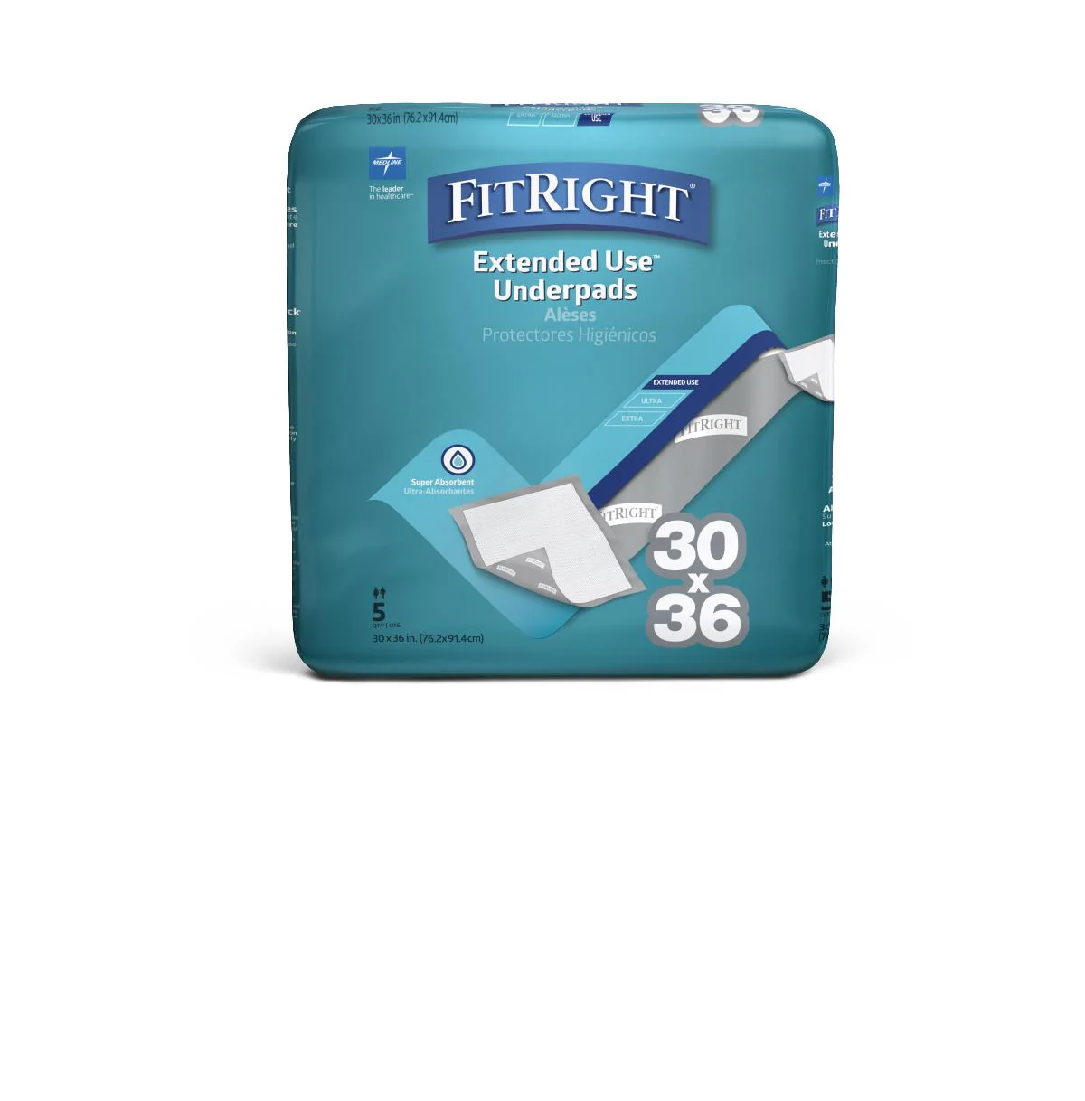FitRight Extended-Use Premium Underpads, 30″ x 36″ (case of 70)