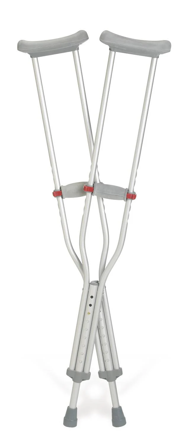 Aluminum Crutches with Red Dot Hand Grip, Adult (1 pair)