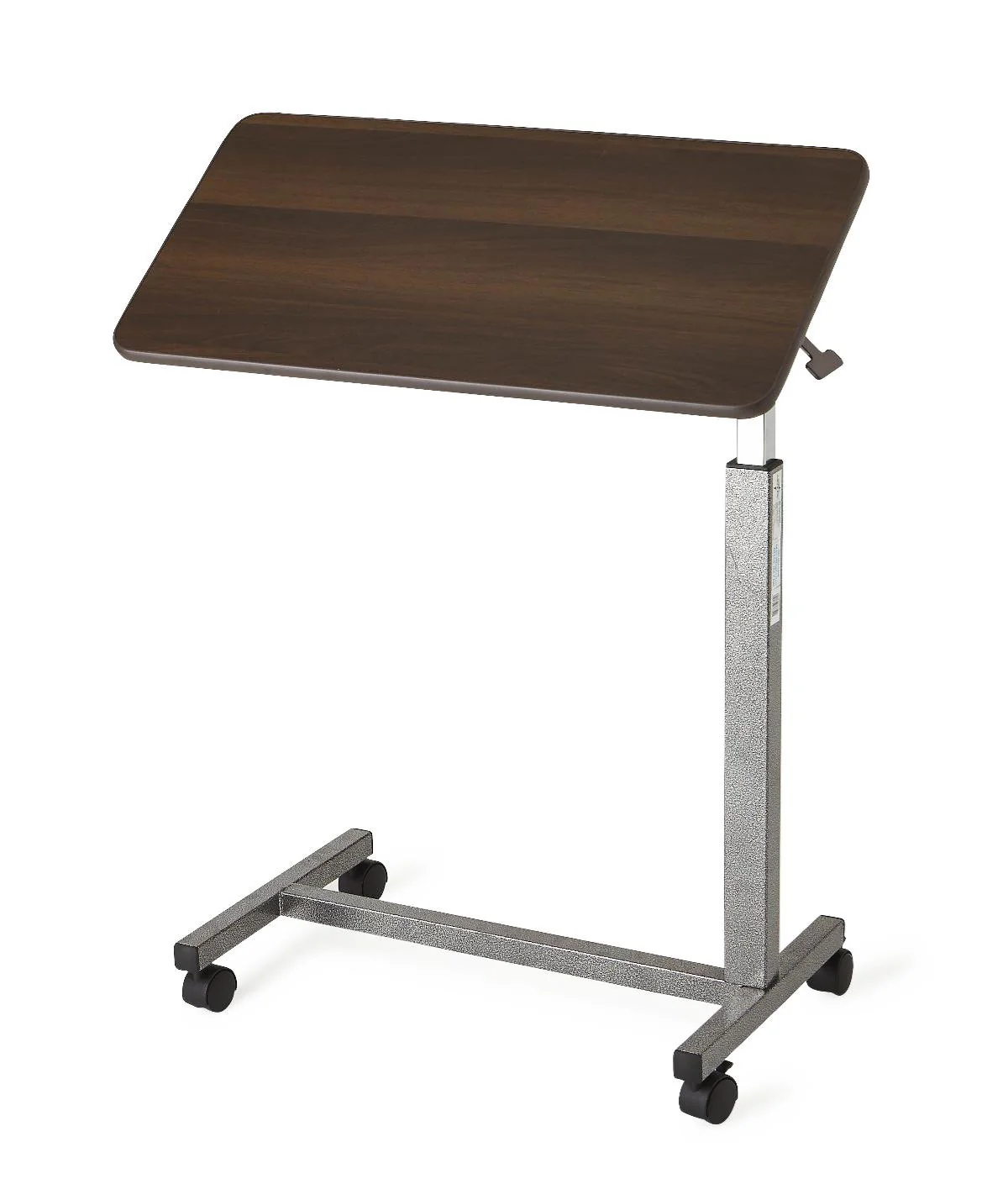 H-Base Overbed Table with 30″ x 15″ Walnut Tilt Top