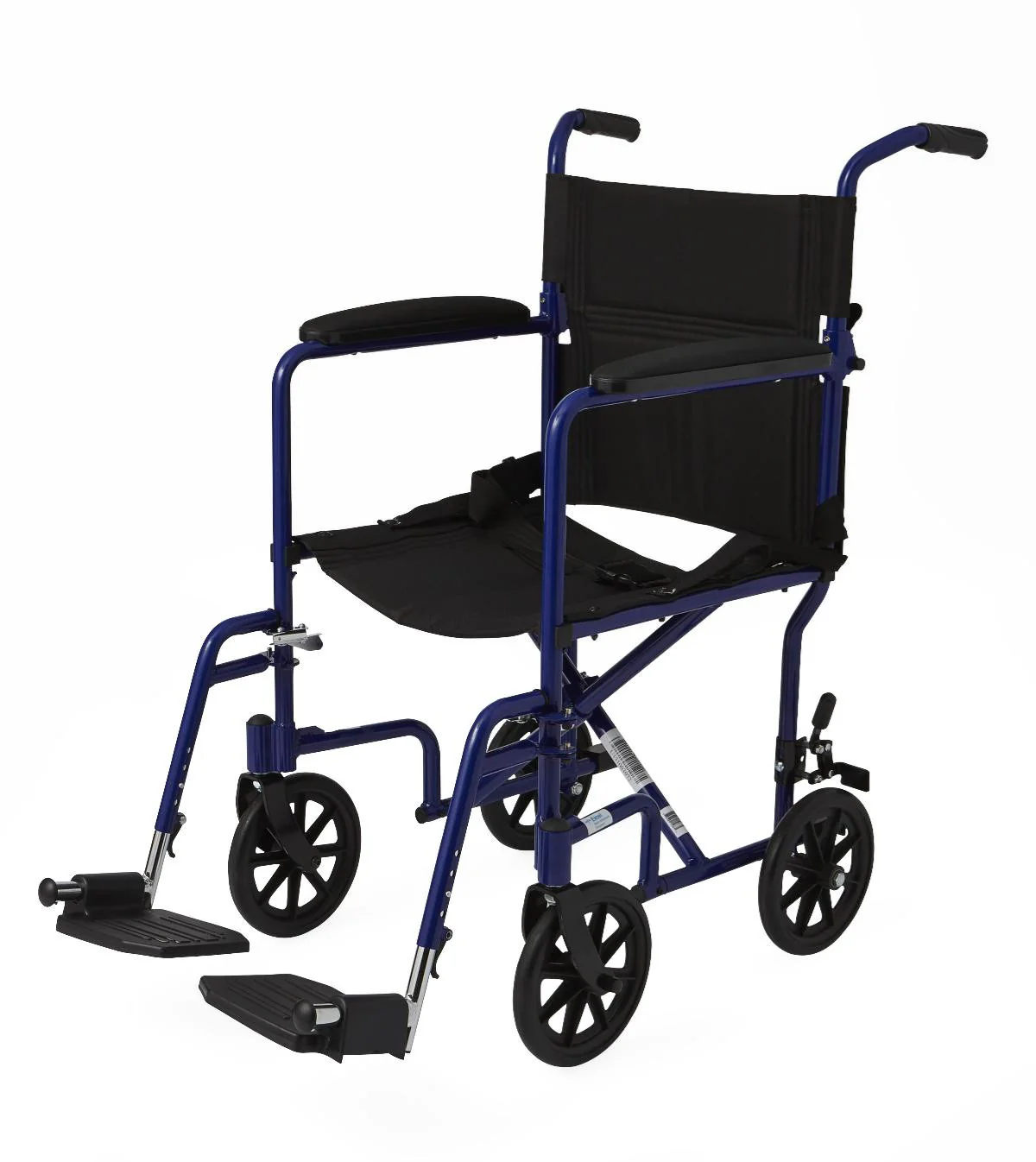 Aluminum Transport Chair with 8″ Wheels, Blue