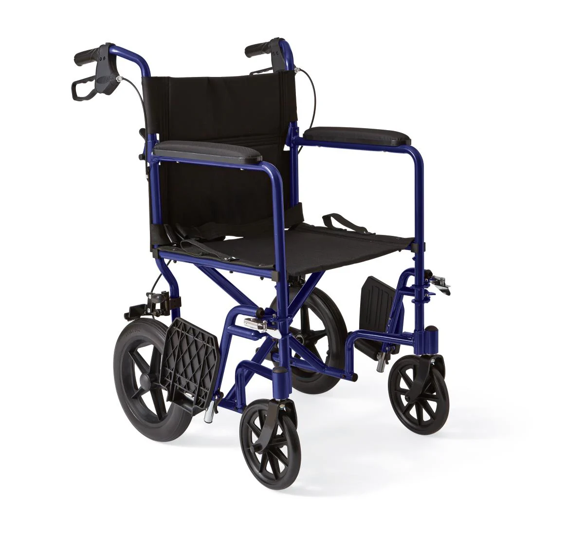 Basic Aluminum Transport Chair with 12″ Wheels, Blue