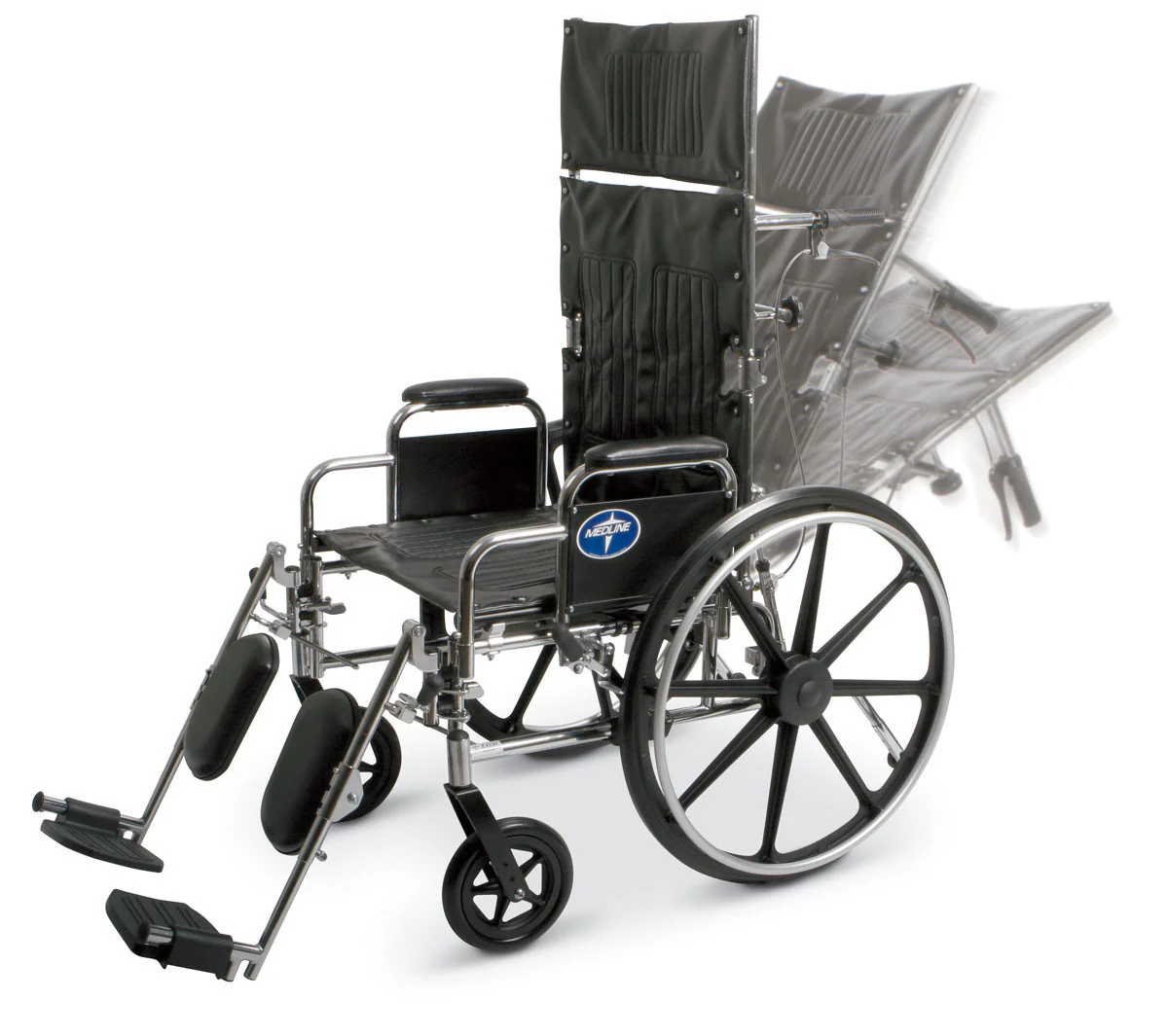 Excel Reclining Wheelchair with Removable Desk-Length Arms and Elevating Leg Rests, 20″