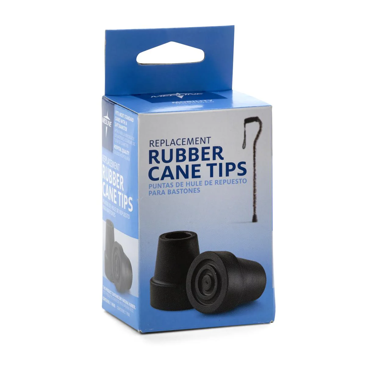 Replacement Tips for Standard Cane, Black, 3/4″ (case of 6)