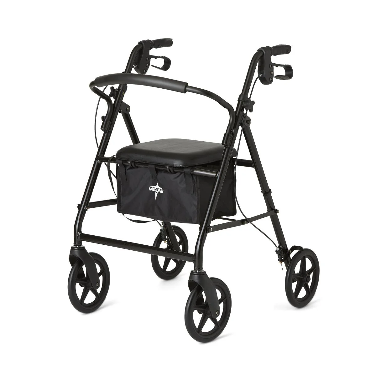 Basic Steel Rollator with 8″ Wheels, Black
