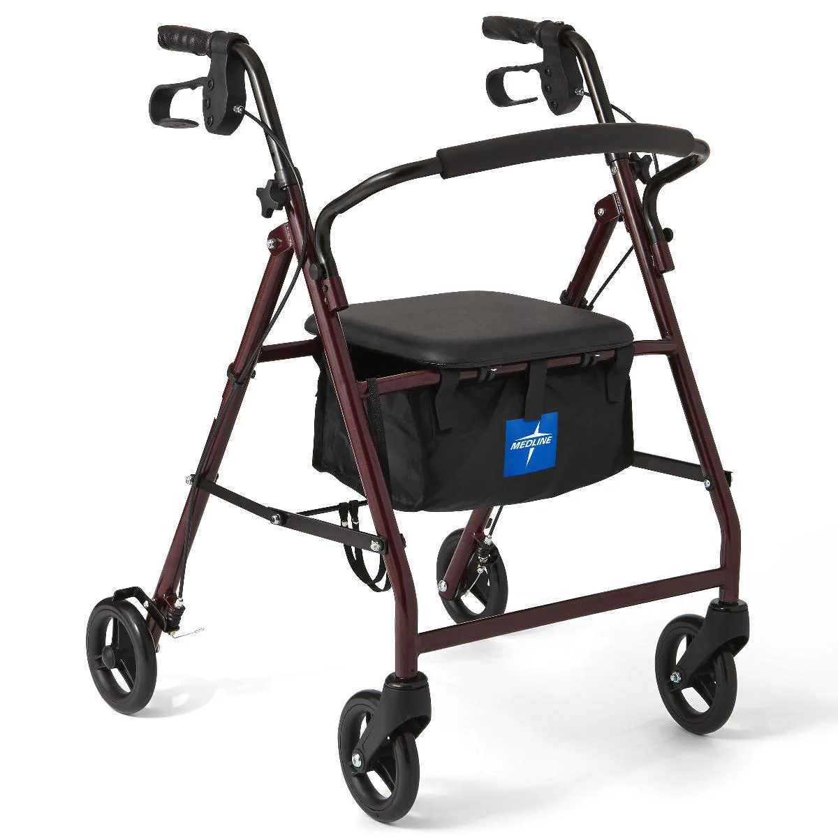 Basic Steel Rollator with 6″ Wheels, Burgundy