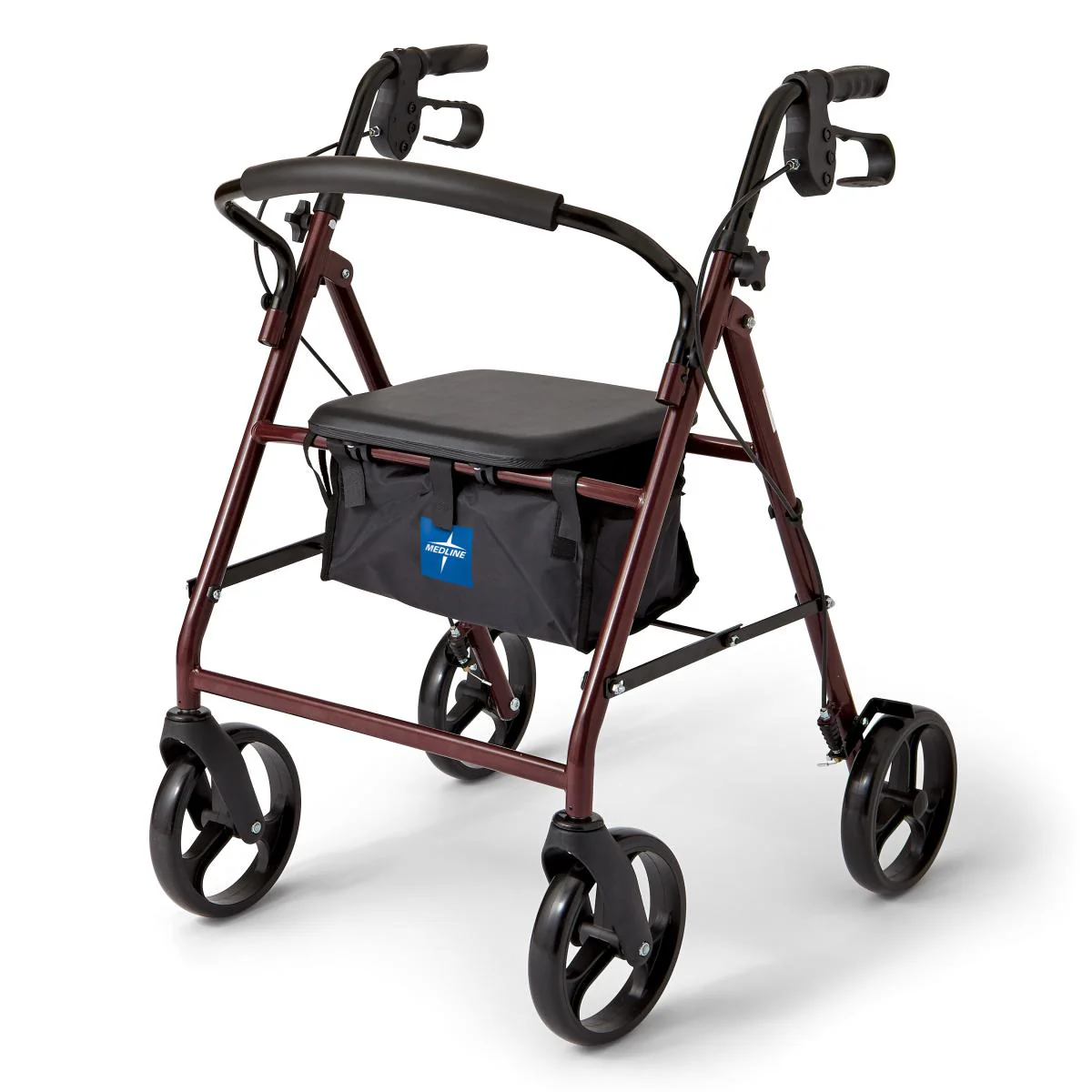 Basic Steel Rollator with 8″ Wheels, Burgundy