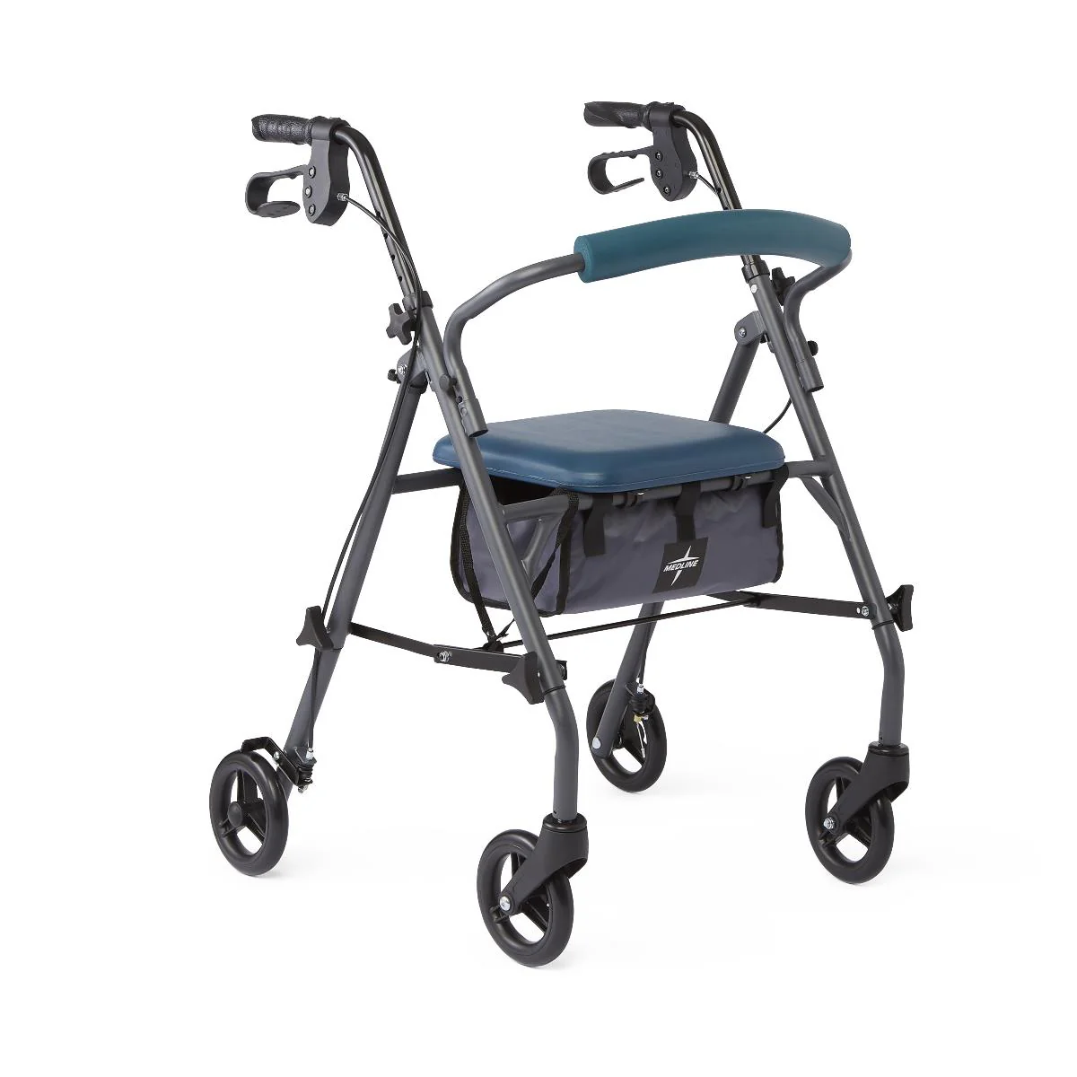 Basic Steel Rollator with 6″ Wheels, Teal, Knockdown